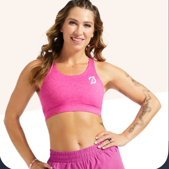🎄🎁Peloton New Heathered Strappy Bra Pink Women’s M Sports Bra - Picture 3 of 10